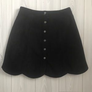 Suede button down skirt